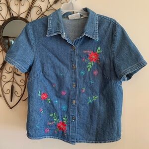 Embroidered Denim Button Down Shirt from Studio Ease Cottage Core